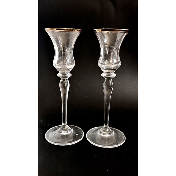 Mikasa Other - Mikasa Jamestown Gold Vintage Candle Holders (2) Lead Crystal Gold Trim 7-3/4"